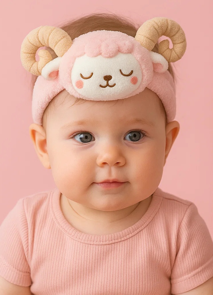 Aries Zodiac Baby Headband – Soft Plush Horoscope Ram Style for Infants